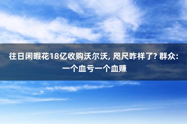 往日闲暇花18亿收购沃尔沃, 咫尺咋样了? 群众: 一个血亏一个血赚