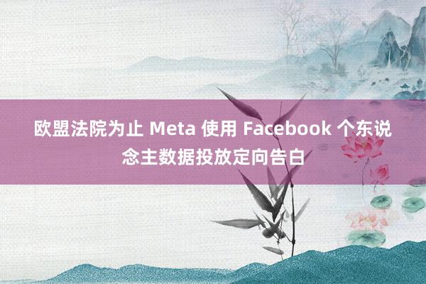 欧盟法院为止 Meta 使用 Facebook 个东说念主数据投放定向告白