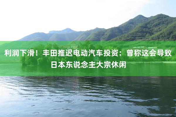 利润下滑！丰田推迟电动汽车投资：曾称这会导致日本东说念主大宗休闲